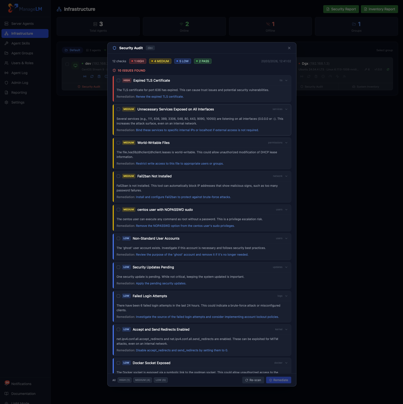 ManageLM security audit viewer